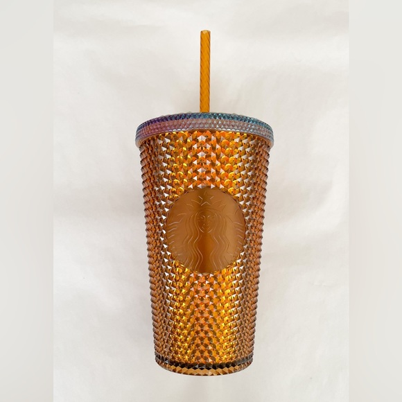 Starbucks 50th Anniversary Grande 16oz Honeycomb Studded Tumbler Copper Gold